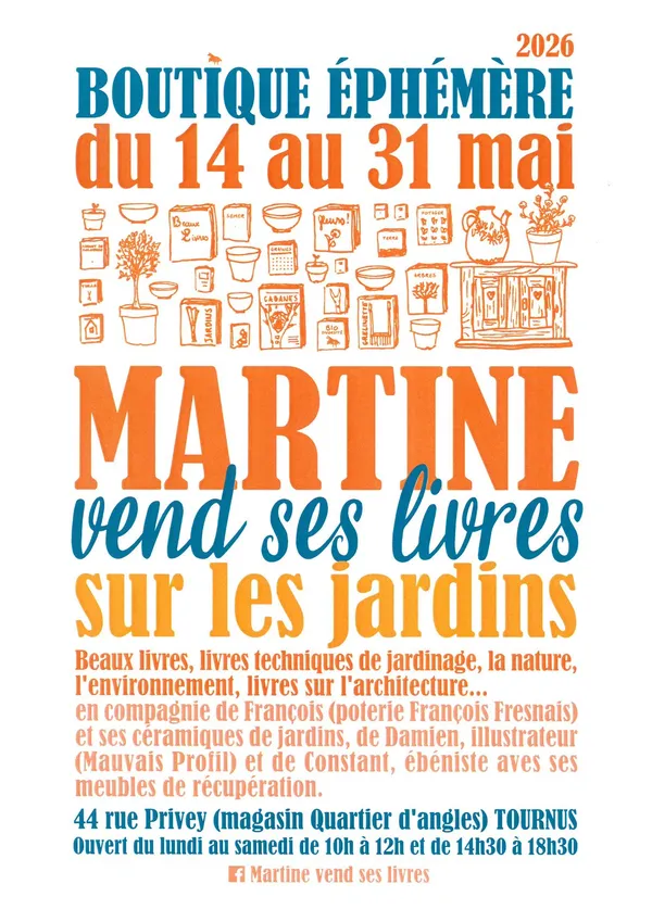 Martine vend ses livres sur les jardins