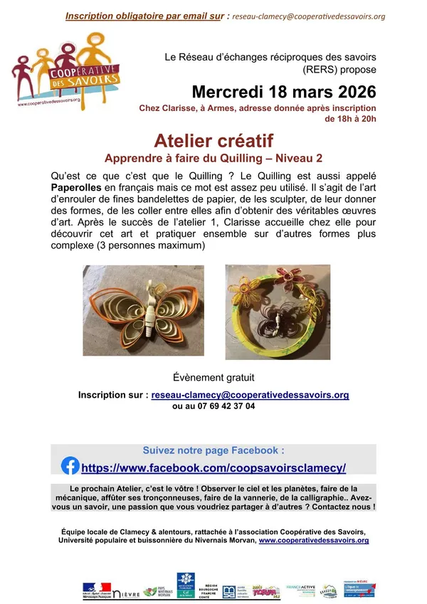 La coopérative des savoirs propose : Atelier créatif - Apprendre à faire du Quilling - Niveau 2