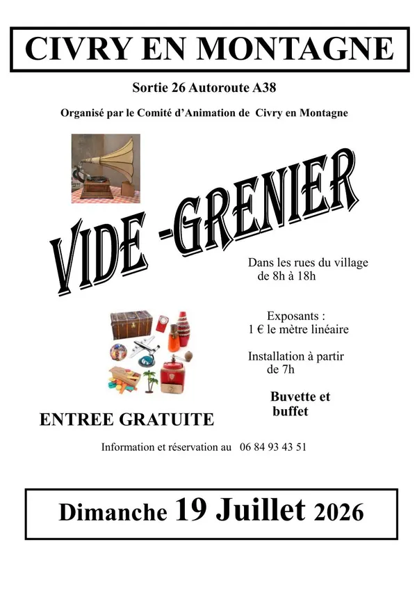 Vide-greniers du Comité d'Animation de Civry-en-Montagne