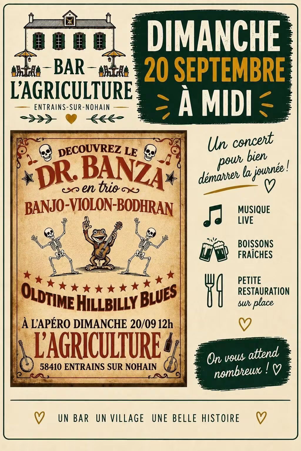 Concert Dr. Banza en trio banjo-violon-bodhran