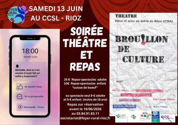 Soirée théâtre et repas à Rioz