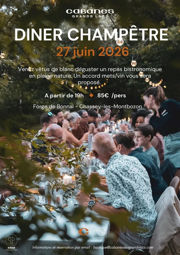Diner champêtre aux cabanes des grands lacs à Chassey les Montbozon