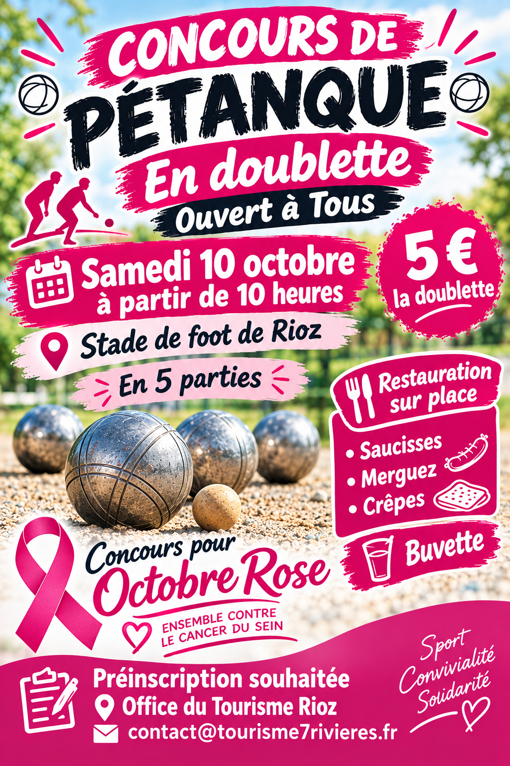 Concours de pétanque en doublette à Rioz
