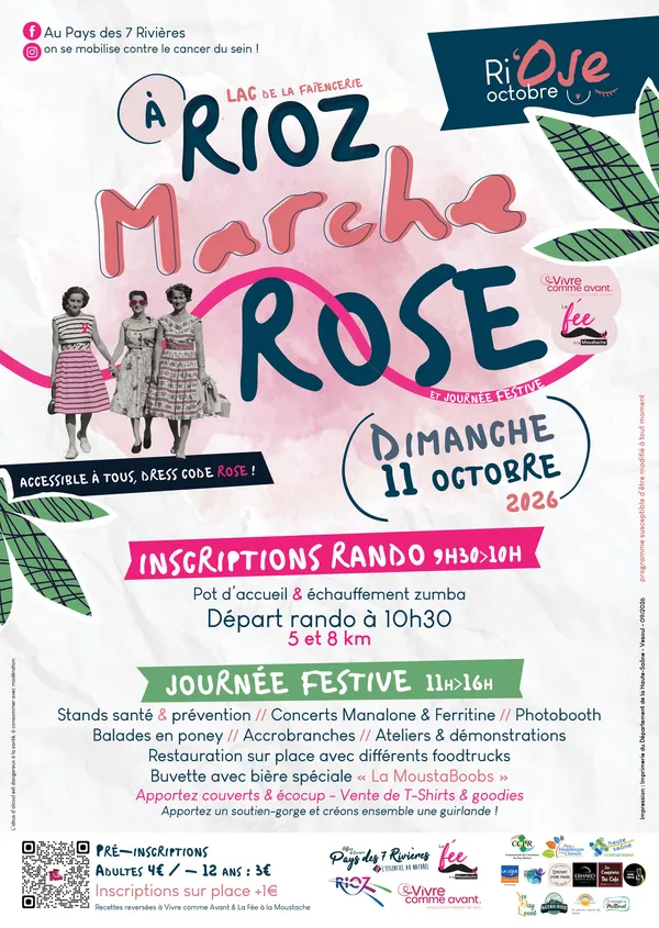 Marche Rose et journée festive au lac à Rioz