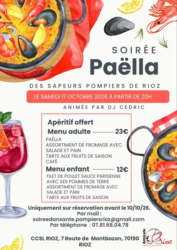 Soirée Paëlla au CCSL à Rioz