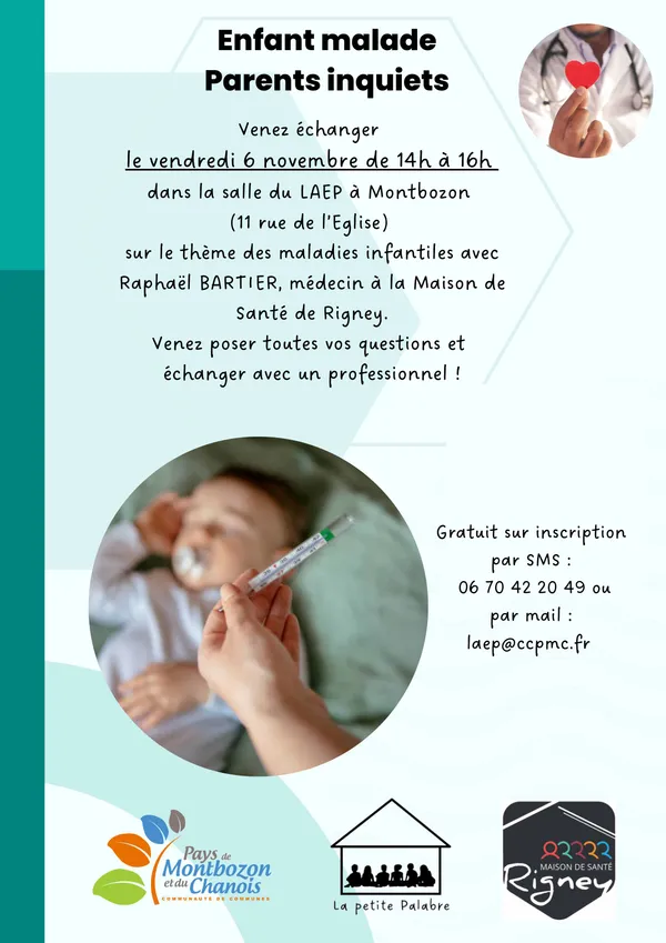 Temps d'échange "enfants malades et parents inquiets" à Montbozon