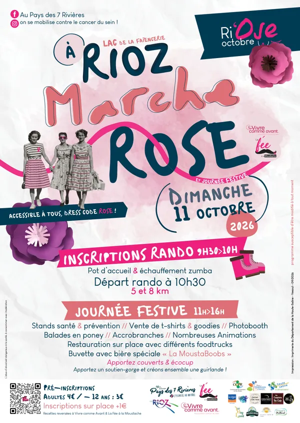Marche Rose et journée festive au lac à Rioz