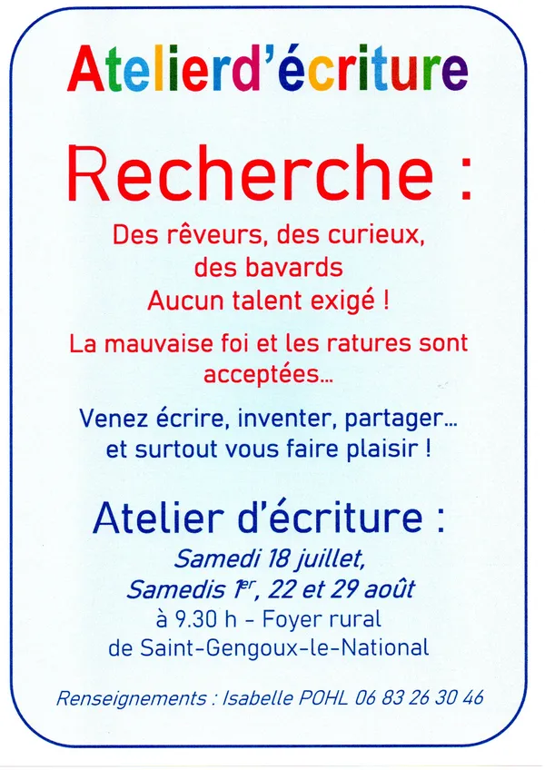 Atelier d'écriture