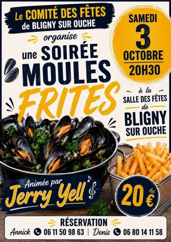 Soirée Moules-frites avec dj- Bligny sur Ouche
