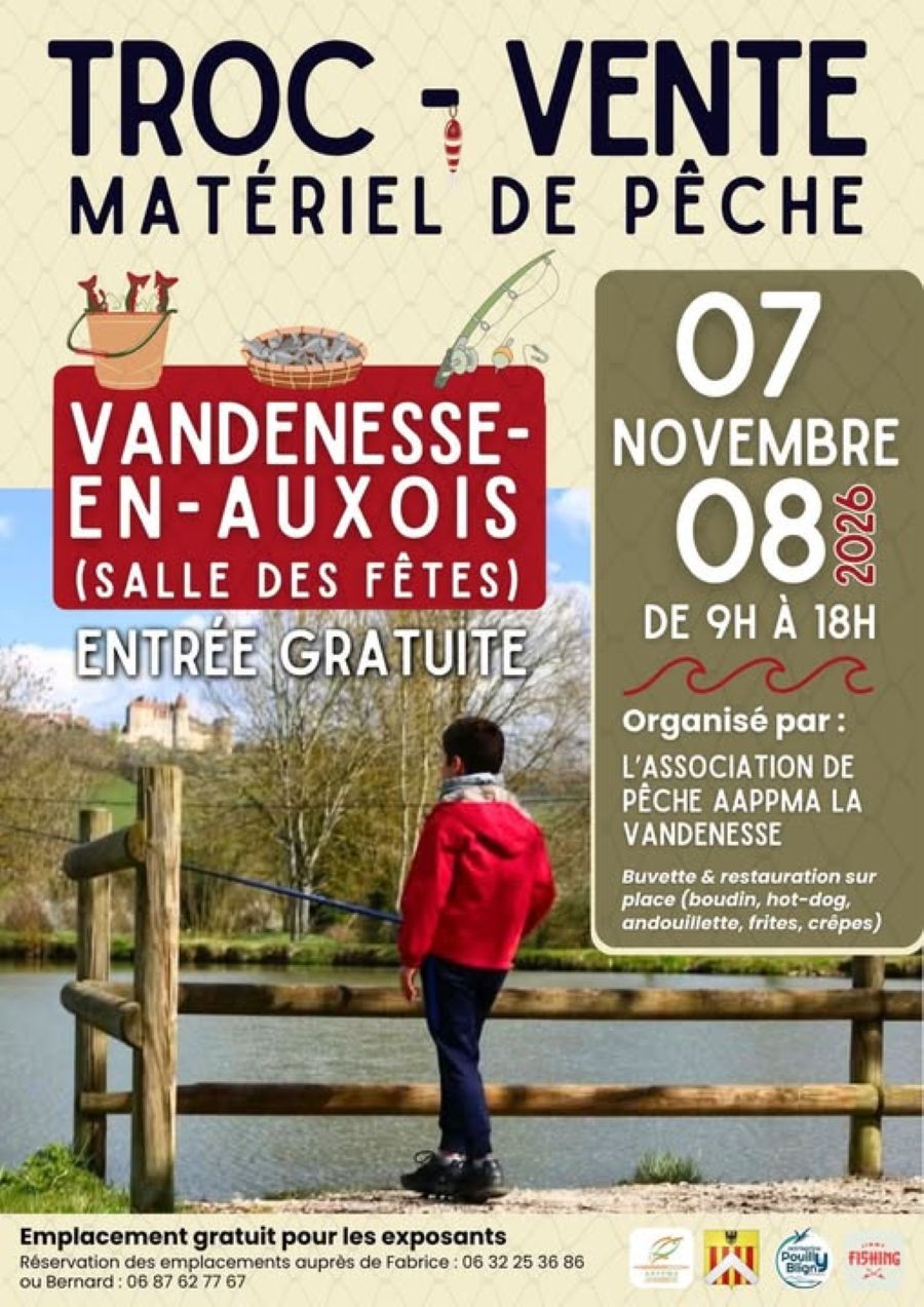 Troc-vente matériel de pêche- Vandenesse en Auxois