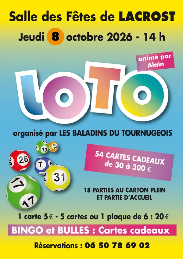Loto de la chorale «les Baladins du Tournugeois»