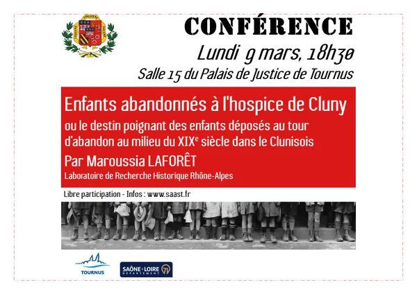 Conférence SAAST : enfants abandonnés à l'hospice de Cluny au milieu du 19° siècle