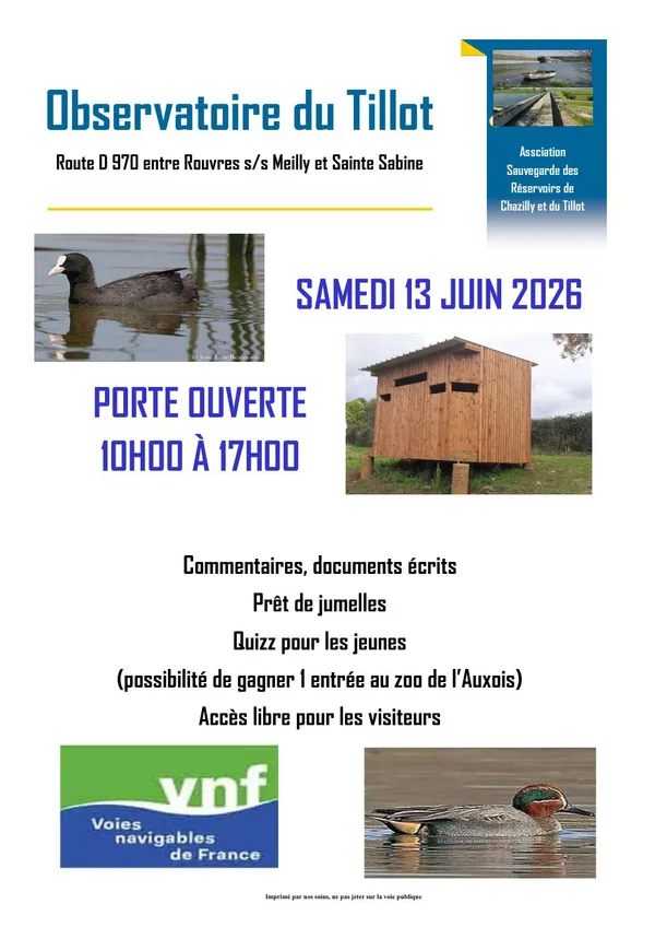 Journée porte ouverte de l'observatoire ornithologique du réservoir du Tillot.