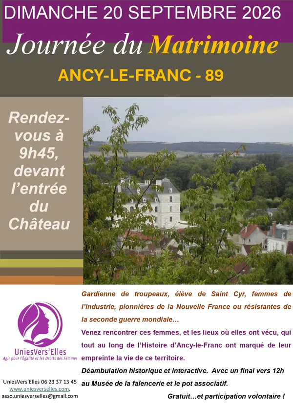 Journée du Matrimoine 2026 à Ancy-le-Franc