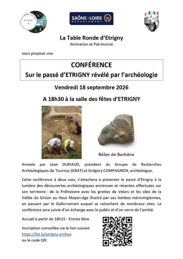 Conférence "Le passé d’Étrigny à la lumière des découvertes archéologiques faites sur le territoire de la commune”