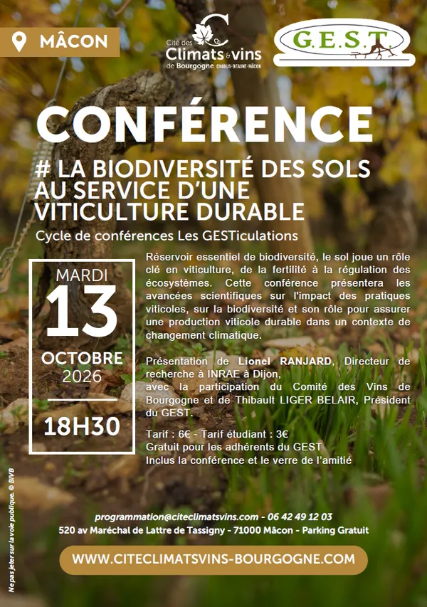 Conférence avec le GEST - La biodiversité des sols au service d’une viticulture durable