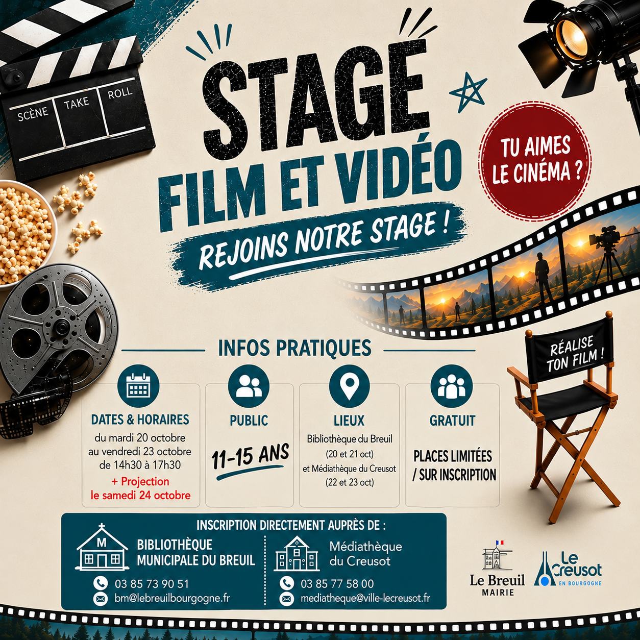 Stage cinéma pour les 11-15 ans