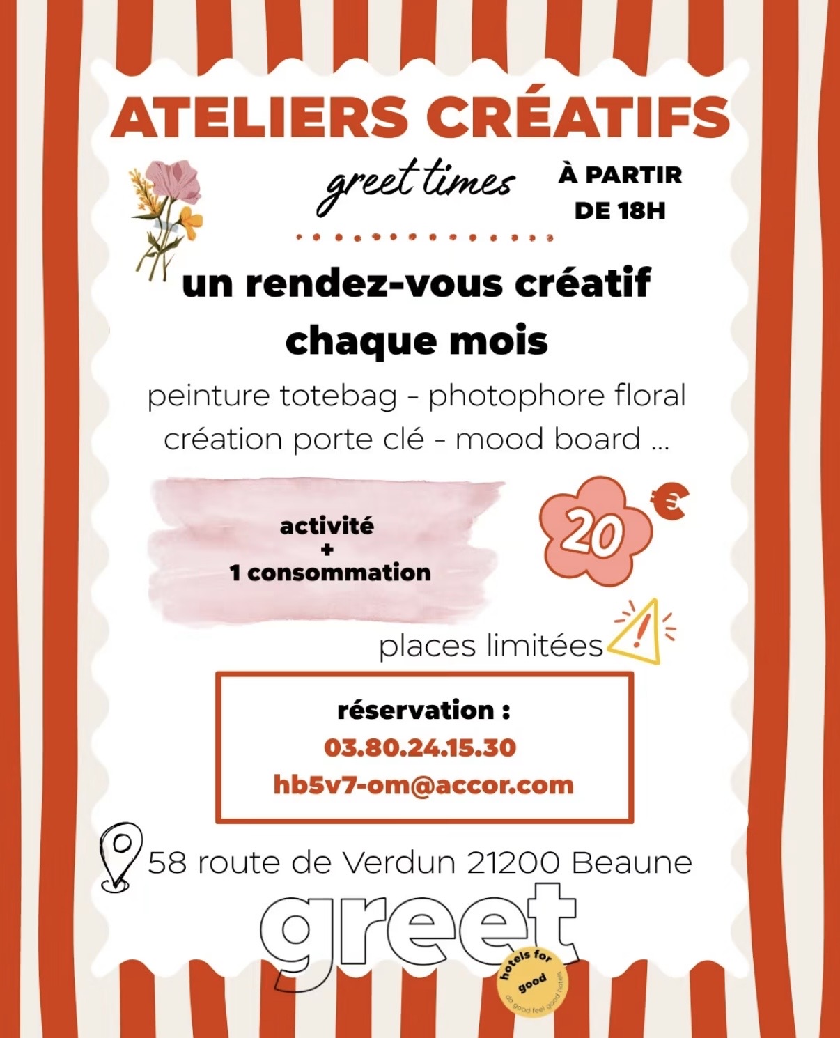 Ateliers créatifs au Greet Hôtel