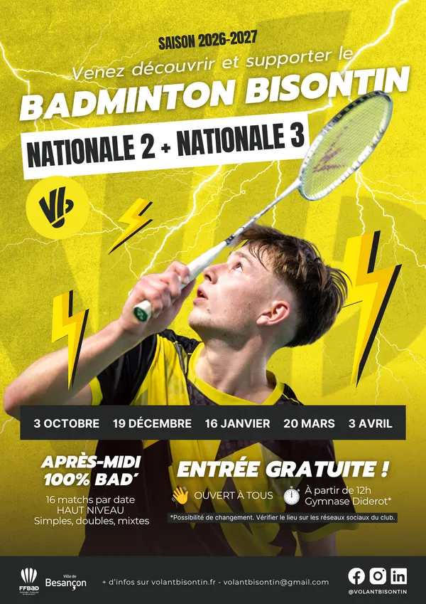 Badminton Bisontin Nationale 2 + Nationale 3