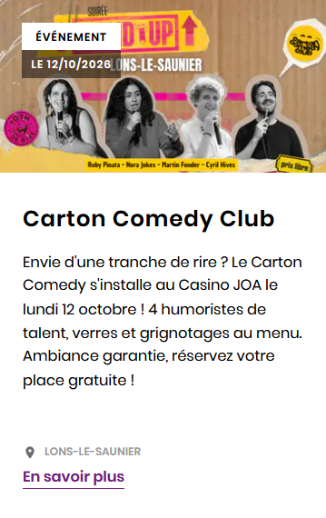 Soirée Stand up - Carton Comedy Night au Casino JOA