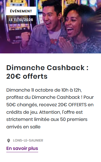 Dimanche Cashback : 20€ offerts