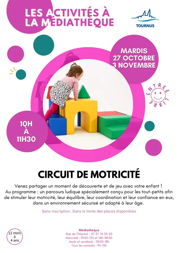 Activités à la médiathèque : circuit de motricité
