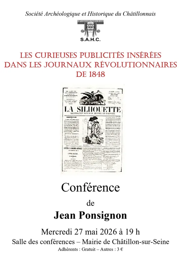 Conférence de Jean Ponsignon: Les curieuses publicités insérées dans les journaux révolutionnaires de 1848