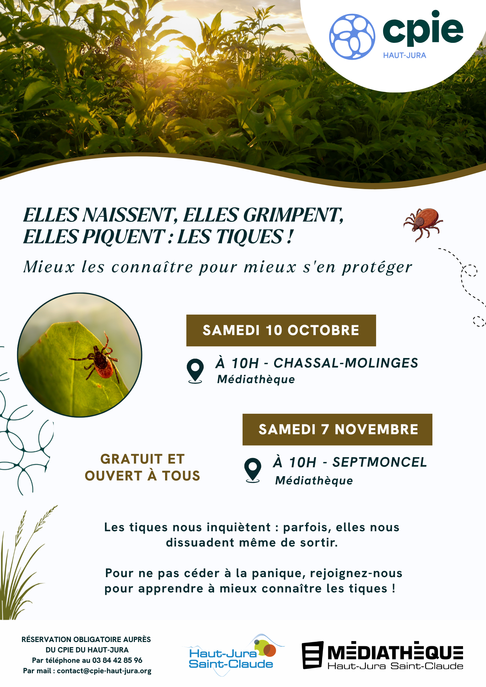 Conférence sur les tiques - Mieux les connaître pour mieux s'en protéger