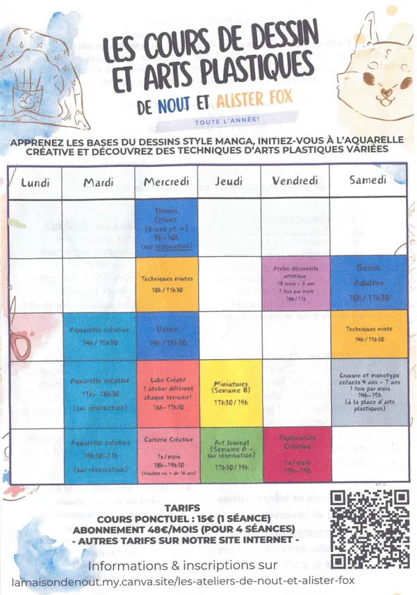 Cours de dessin et arts plastiques