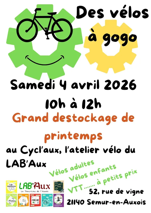 Bourse aux vélos - destockage de printemps de l'atelier vélo du LAB'Aux