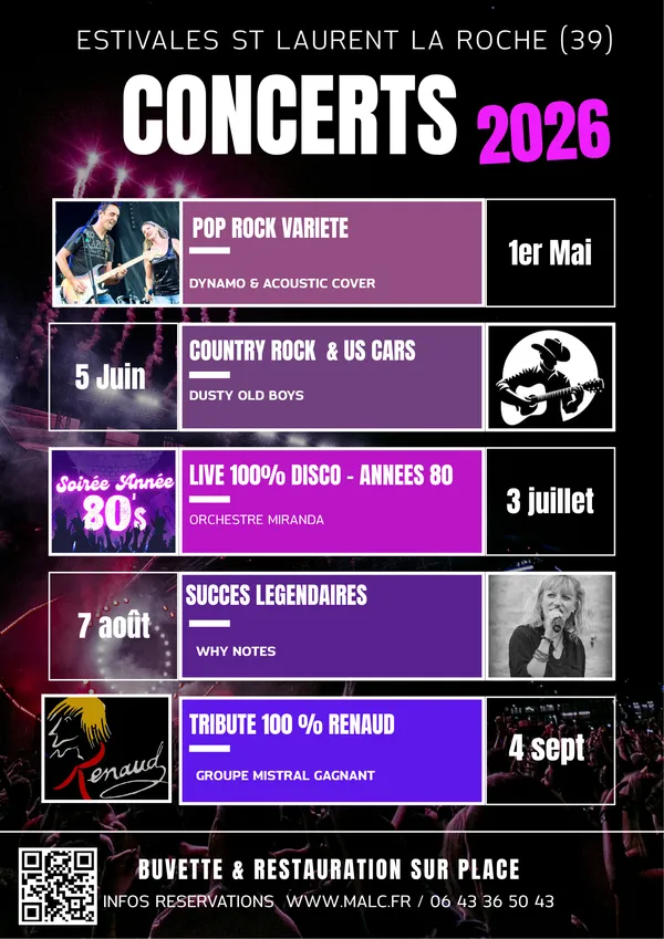 Concerts : les estivales St Laurent la Roche