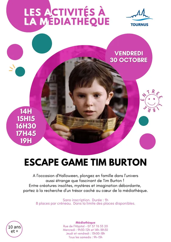 Activités à la médiathèque : Escape Game Tim Burton