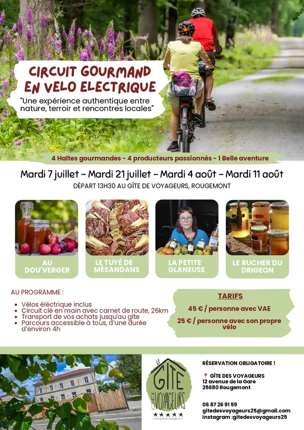 Circuit gourmand en vélo électrique par le Gîte des Voyageurs