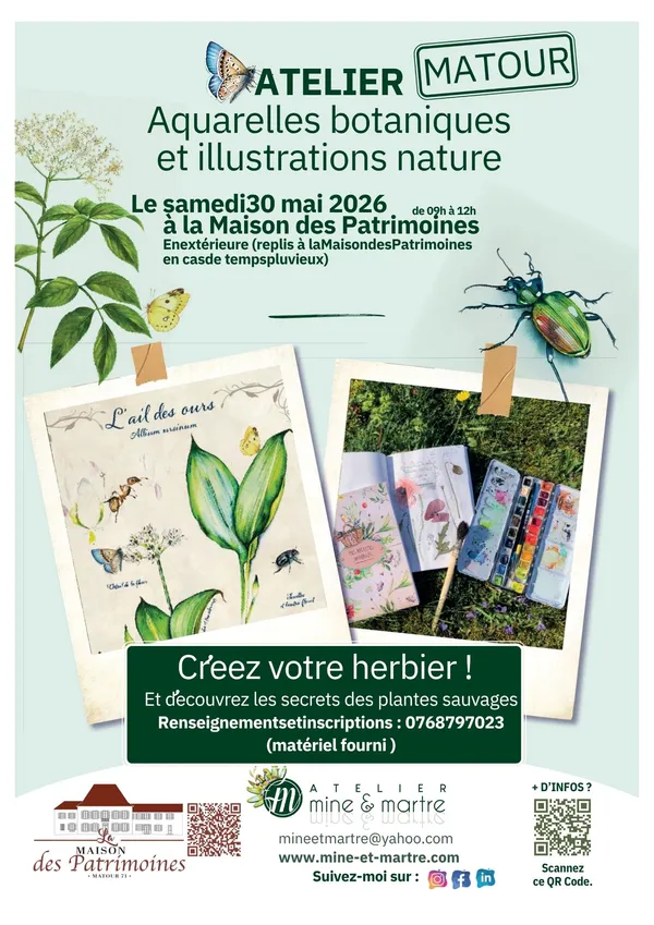Atelier aquarelles botaniques et illustrations nature
