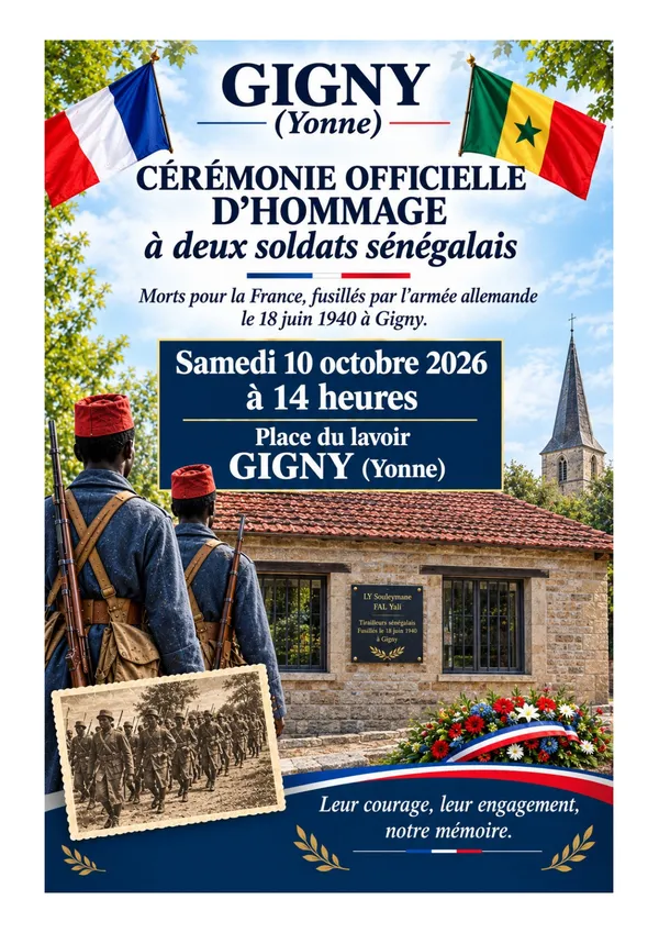 CÉRÉMONIE OFFICIELLE
D'HOMMAGE
à deux soldats sénégalais