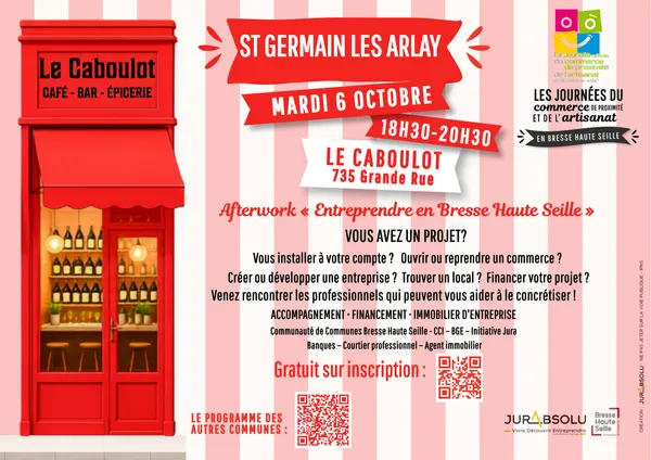 Afterwork Entreprendre en Bresse Haute Seille - Journées du Commerce de Proximité et de l'Artisanat