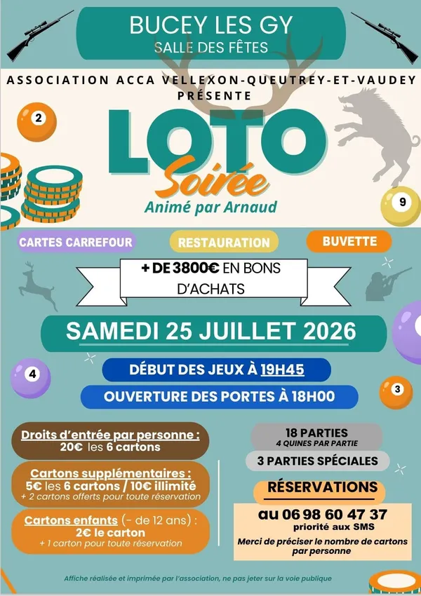 Soirée loto à Bucey lès Gy