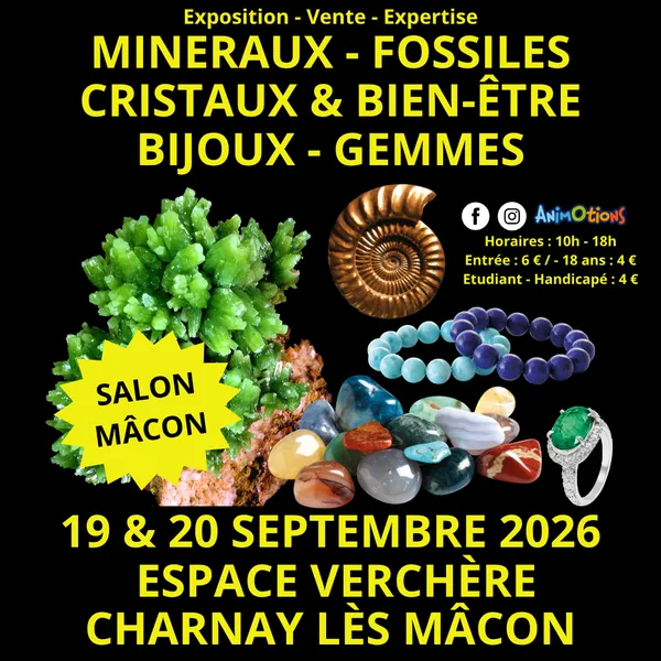 2ème Salon Minéraux Fossiles Cristaux & Bien-Être Gemmes et Bijoux + Exposition sur la Préhistoire