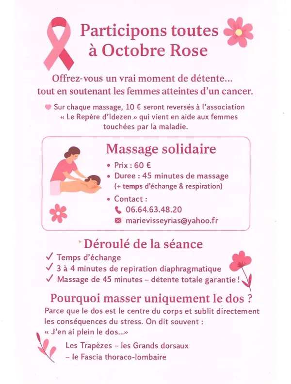 Massage solidaire pour Octobre Rose