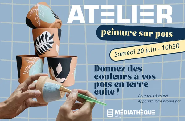 Médiathèque de Viry : Atelier peinture sur pot