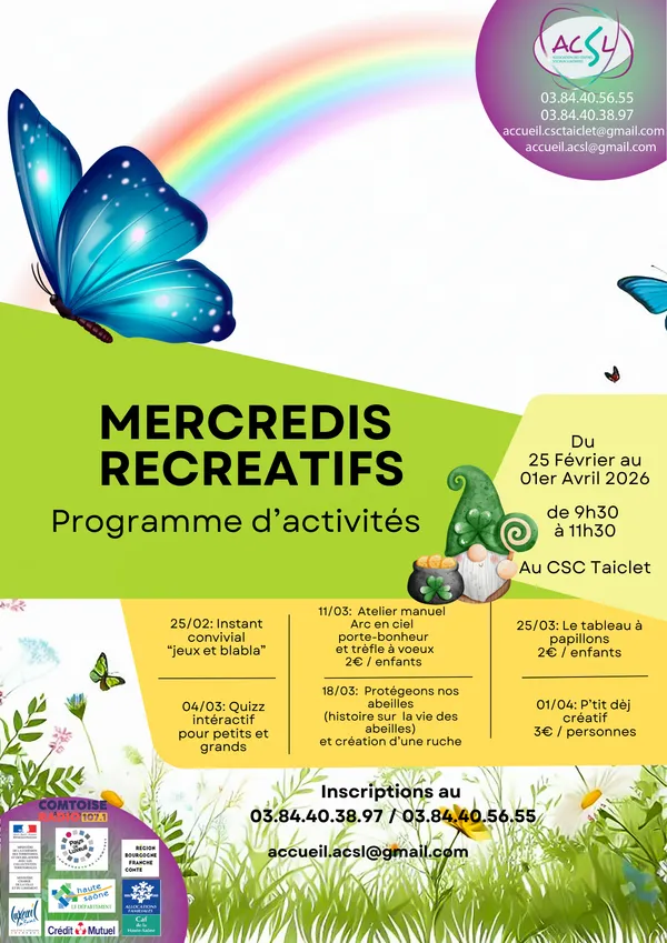 Les mercredis récréatifs du 25 février au 1er avril