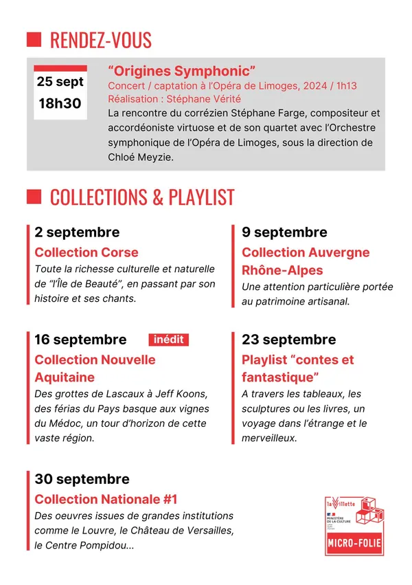 Microfolie programme septembre