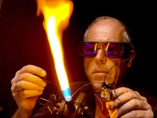 Visite de l'atelier du fileur de verre