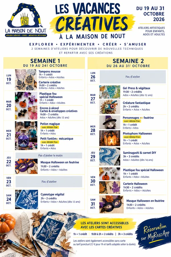 Ateliers créatifs des vacances de La Toussaint