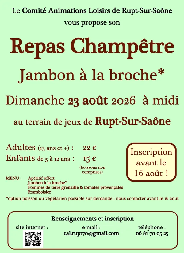 REPAS CHAMPÊTRE à Rupt-Sur-Saône