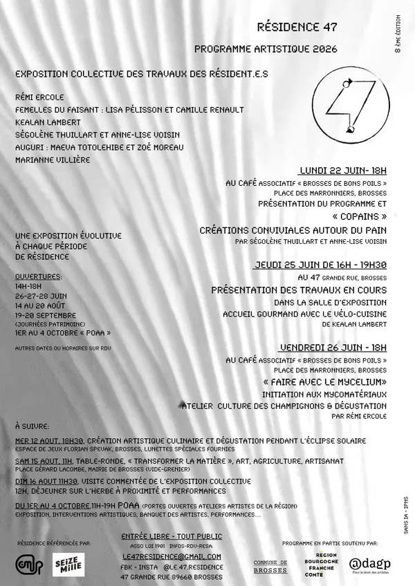 Programmation Artistique de la Résidence 47