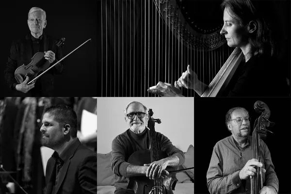 Résonance, au coeur de l'arbre, Concert harpe, violoncelle, orgue, contrebasse, violon.
