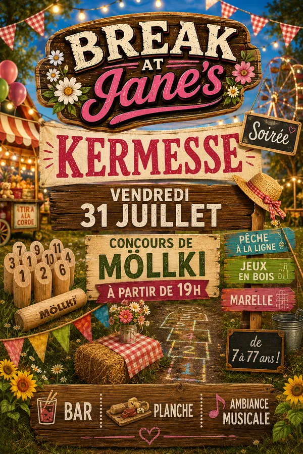 Soirée kermesse au Break at Jane's - 21320 Pouilly en Auxois