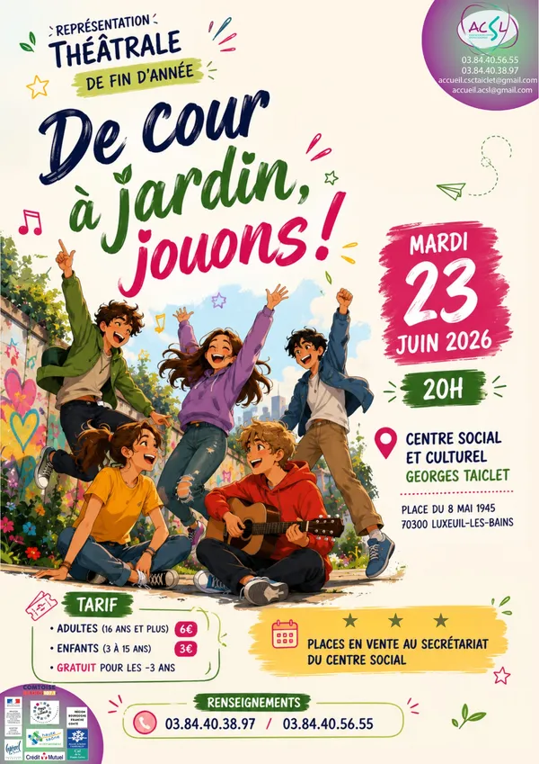 Représentation théâtrale de fin d'année : "De cour à jardin, jouons!"