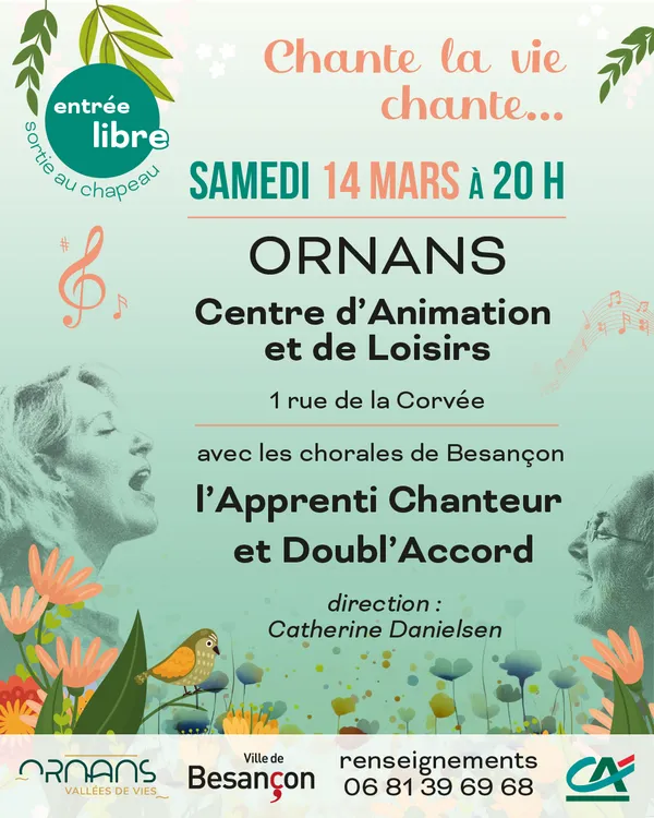 Chante la vie chante..... concert des chorales bisontines Doubl'Accord et L'Apprenti Chanteur